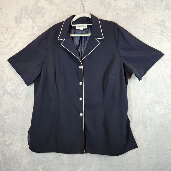 Danny & Nicole Womens 22W Navy Pant Suit Set Career office retro elastic waist - Picture 2 of 16